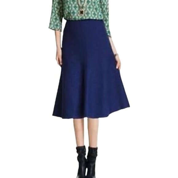 CABI Jacquard Textured Tulip Flare Skirt Blue Size 2 #3097 EUC - Picture 1 of 5